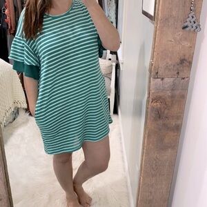 UMGEE green striped shirt dress with pockets size small